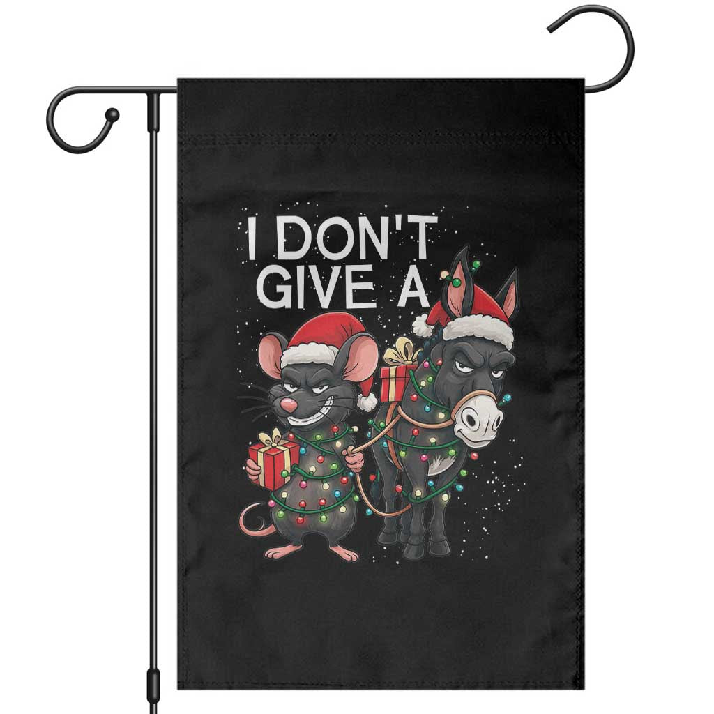 Funny Christmas I Dont Give a Rats Ass Garden Flag Donkey And Mouse Xmas Holiday - Wonder Print Shop