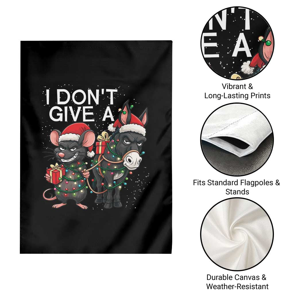 Funny Christmas I Dont Give a Rats Ass Garden Flag Donkey And Mouse Xmas Holiday - Wonder Print Shop