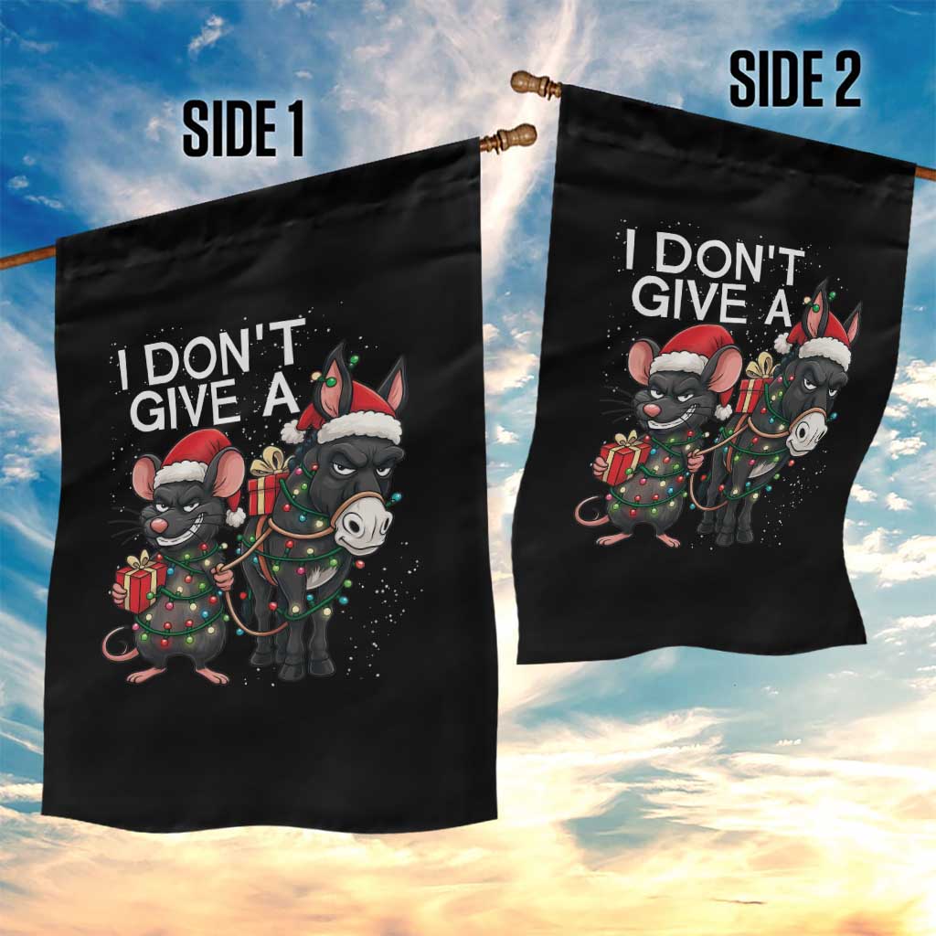 Funny Christmas I Dont Give a Rats Ass Garden Flag Donkey And Mouse Xmas Holiday - Wonder Print Shop