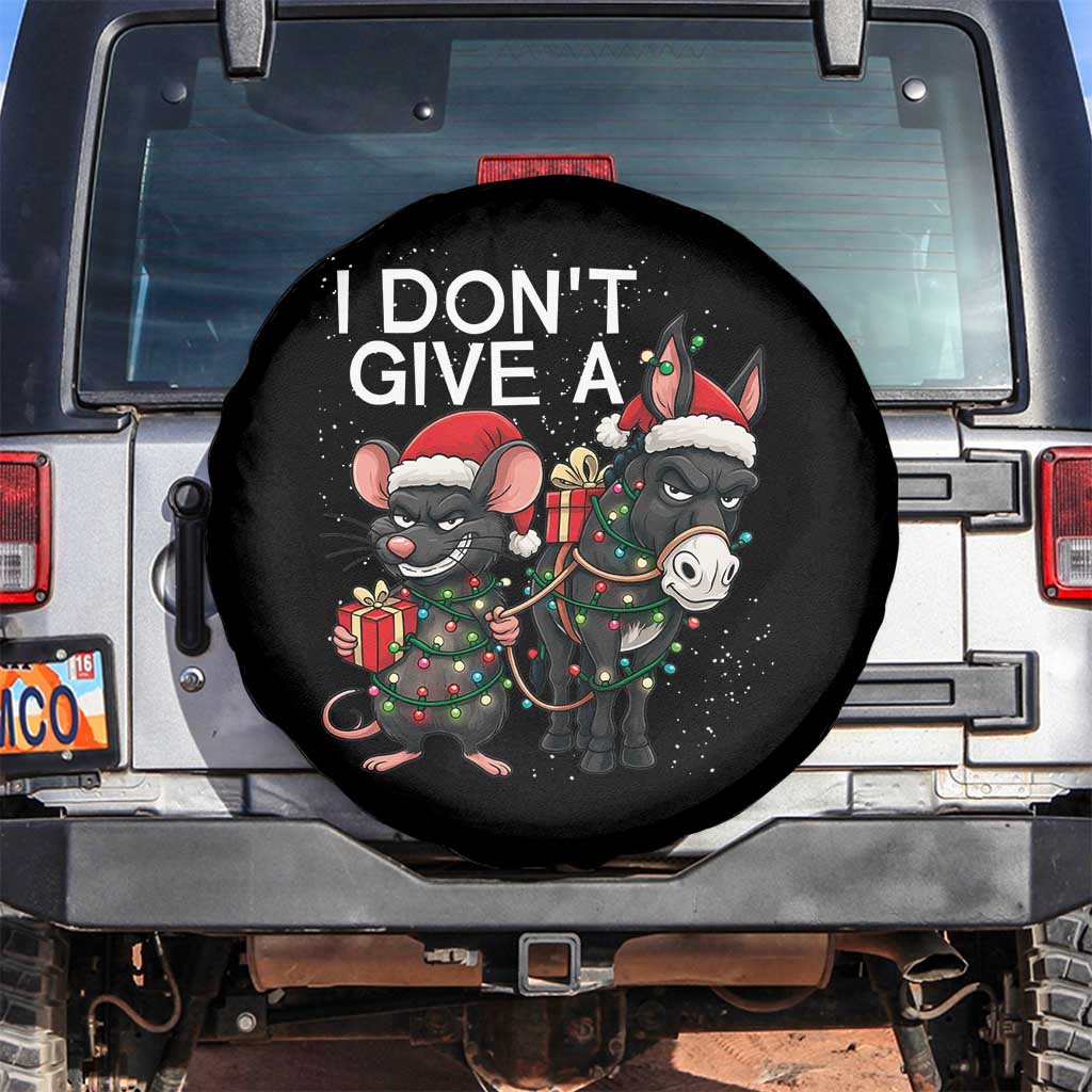 Funny Christmas I Dont Give a Rats Ass Spare Tire Cover Donkey And Mouse Xmas Holiday - Wonder Print Shop