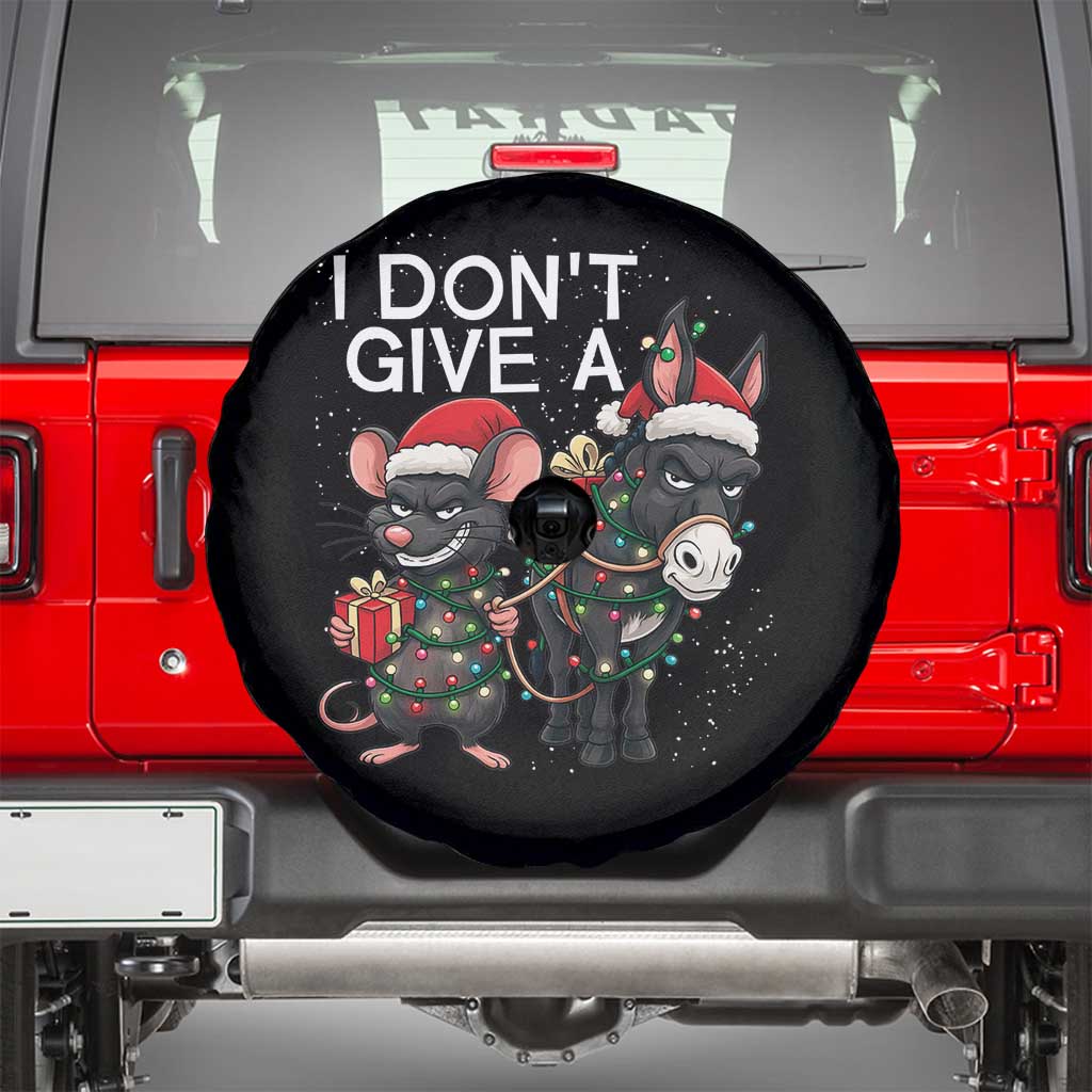 Funny Christmas I Dont Give a Rats Ass Spare Tire Cover Donkey And Mouse Xmas Holiday - Wonder Print Shop
