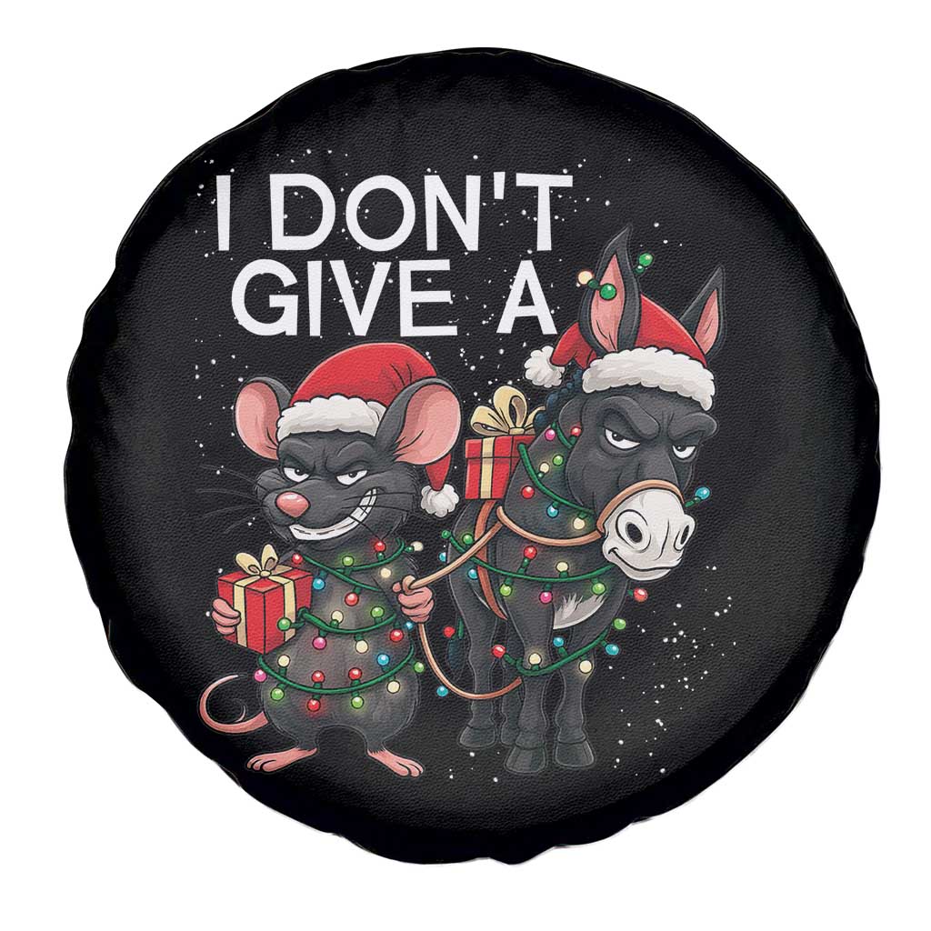 Funny Christmas I Dont Give a Rats Ass Spare Tire Cover Donkey And Mouse Xmas Holiday - Wonder Print Shop