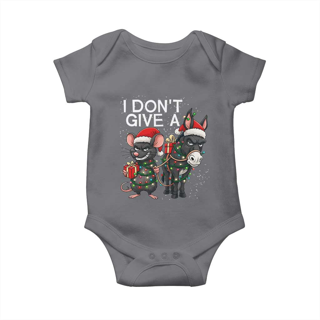 Funny Christmas I Dont Give a Rats Ass Baby Onesie Donkey And Mouse Xmas Holiday - Wonder Print Shop