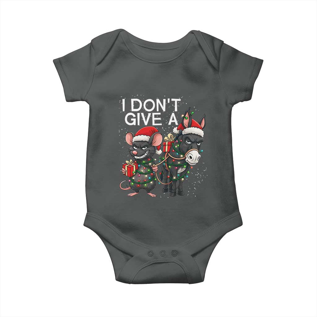 Funny Christmas I Dont Give a Rats Ass Baby Onesie Donkey And Mouse Xmas Holiday - Wonder Print Shop