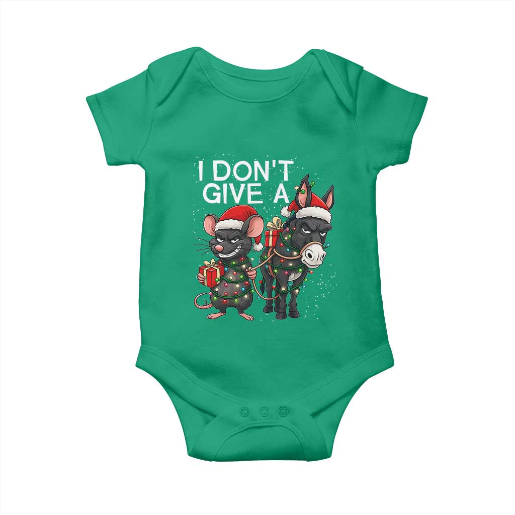 Funny Christmas I Dont Give a Rats Ass Baby Onesie Donkey And Mouse Xmas Holiday - Wonder Print Shop