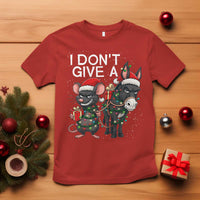 Funny Christmas I Dont Give a Rats Ass T Shirt Donkey And Mouse Xmas Holiday - Wonder Print Shop