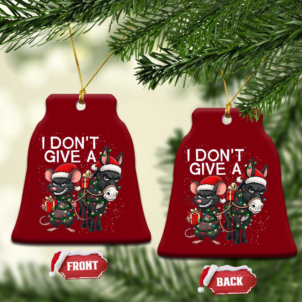 Funny Christmas I Dont Give a Rats Ass Ceramic Ornament Donkey And Mouse Xmas Holiday - Wonder Print Shop