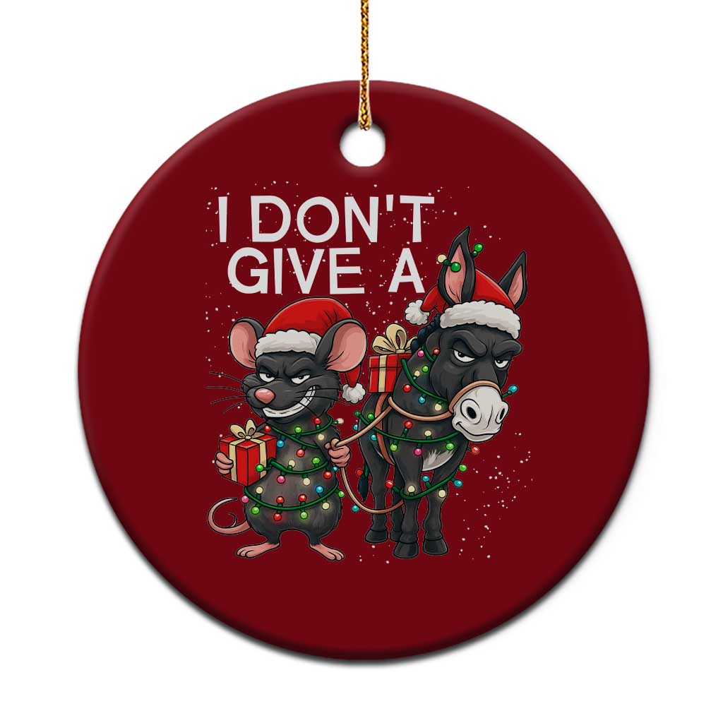 Funny Christmas I Dont Give a Rats Ass Ceramic Ornament Donkey And Mouse Xmas Holiday - Wonder Print Shop
