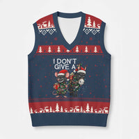 Funny Xmas I Dont Give a Rats Ass V-Neck Knit Sweater Vest Donkey And Mouse Xmas Holiday - Wonder Print Shop