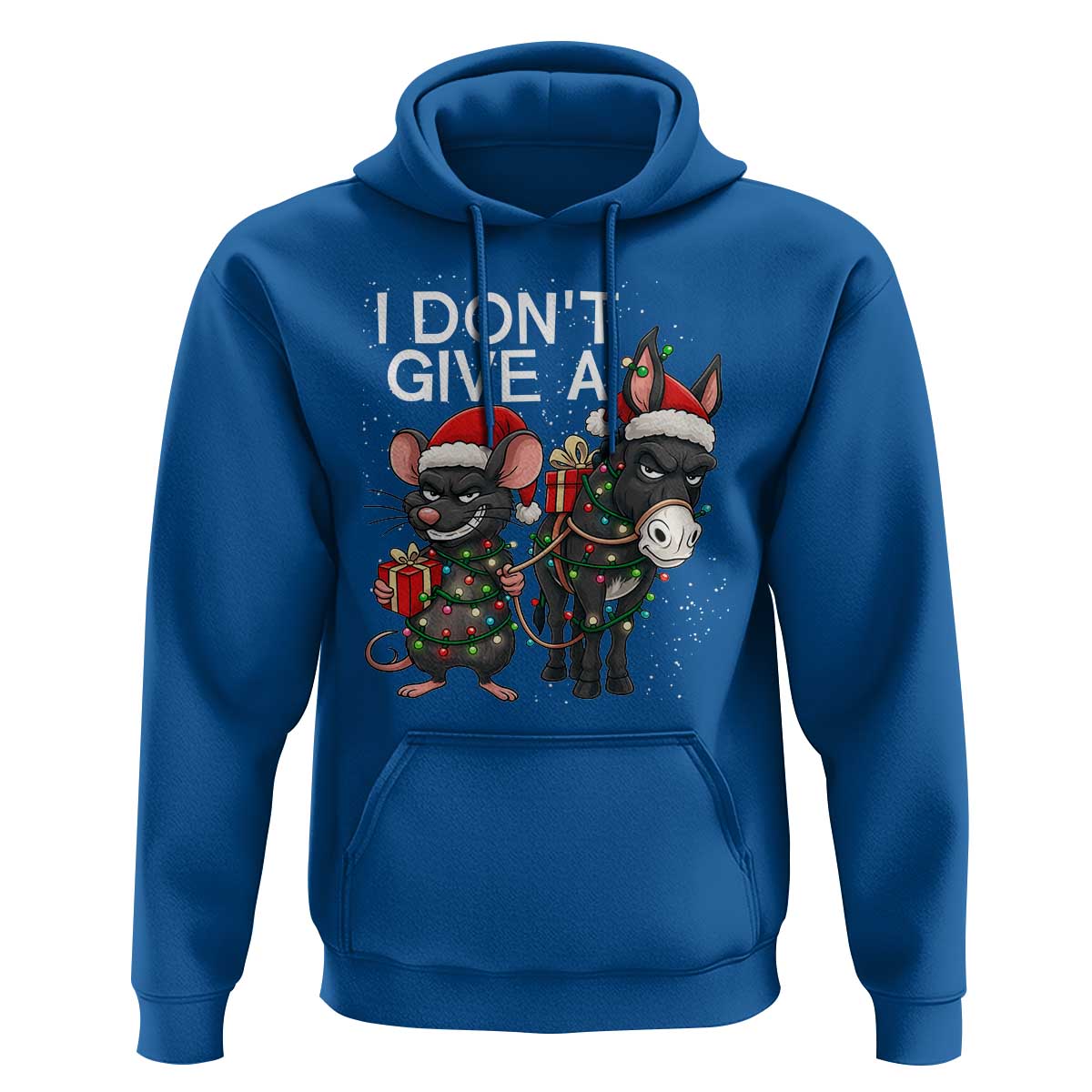 Funny Christmas I Dont Give a Rats Ass Hoodie Donkey And Mouse Xmas Holiday - Wonder Print Shop
