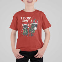 Funny Christmas I Dont Give a Rats Ass T Shirt For Kid Donkey And Mouse Xmas Holiday - Wonder Print Shop