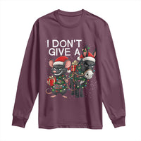 Funny Christmas I Dont Give a Rats Ass Long Sleeve Shirt Donkey And Mouse Xmas Holiday - Wonder Print Shop