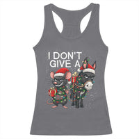Funny Christmas I Dont Give a Rats Ass Racerback Tank Top Donkey And Mouse Xmas Holiday - Wonder Print Shop