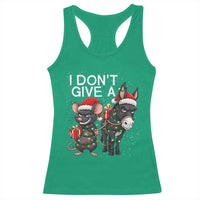 Funny Christmas I Dont Give a Rats Ass Racerback Tank Top Donkey And Mouse Xmas Holiday - Wonder Print Shop