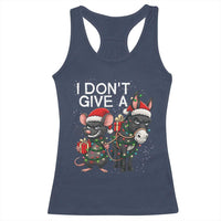 Funny Christmas I Dont Give a Rats Ass Racerback Tank Top Donkey And Mouse Xmas Holiday - Wonder Print Shop