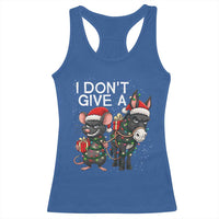 Funny Christmas I Dont Give a Rats Ass Racerback Tank Top Donkey And Mouse Xmas Holiday - Wonder Print Shop