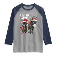 Funny Christmas I Dont Give a Rats Ass Raglan Shirt Donkey And Mouse Xmas Holiday - Wonder Print Shop