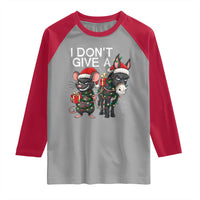 Funny Christmas I Dont Give a Rats Ass Raglan Shirt Donkey And Mouse Xmas Holiday - Wonder Print Shop