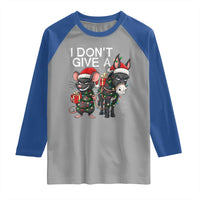 Funny Christmas I Dont Give a Rats Ass Raglan Shirt Donkey And Mouse Xmas Holiday - Wonder Print Shop