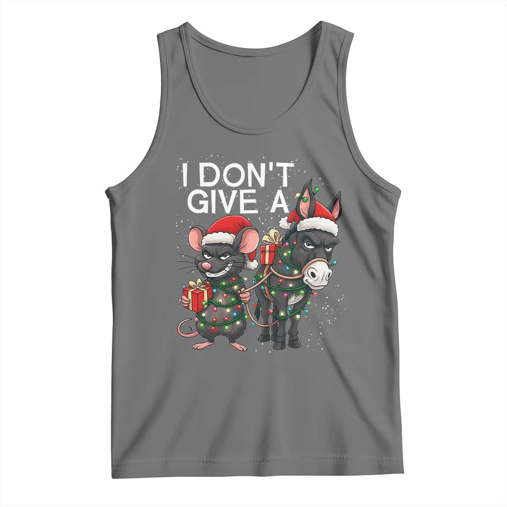 Funny Christmas I Dont Give a Rats Ass Tank Top Donkey And Mouse Xmas Holiday - Wonder Print Shop
