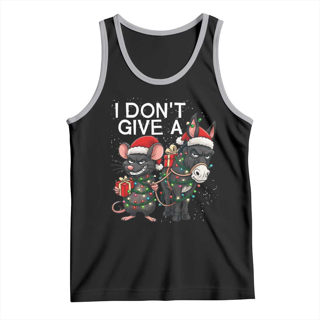 Funny Christmas I Dont Give a Rats Ass Tank Top Donkey And Mouse Xmas Holiday - Wonder Print Shop