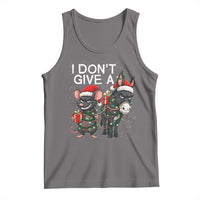 Funny Christmas I Dont Give a Rats Ass Tank Top Donkey And Mouse Xmas Holiday - Wonder Print Shop