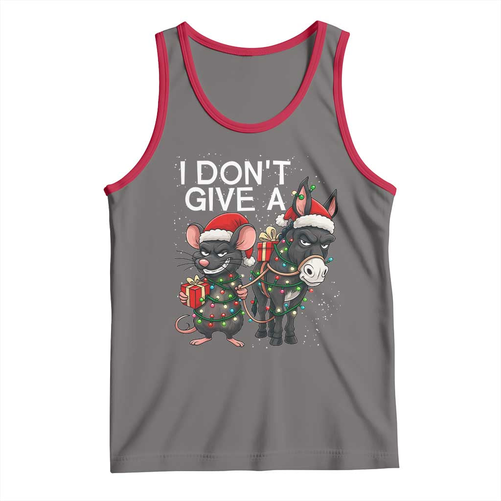 Funny Christmas I Dont Give a Rats Ass Tank Top Donkey And Mouse Xmas Holiday - Wonder Print Shop