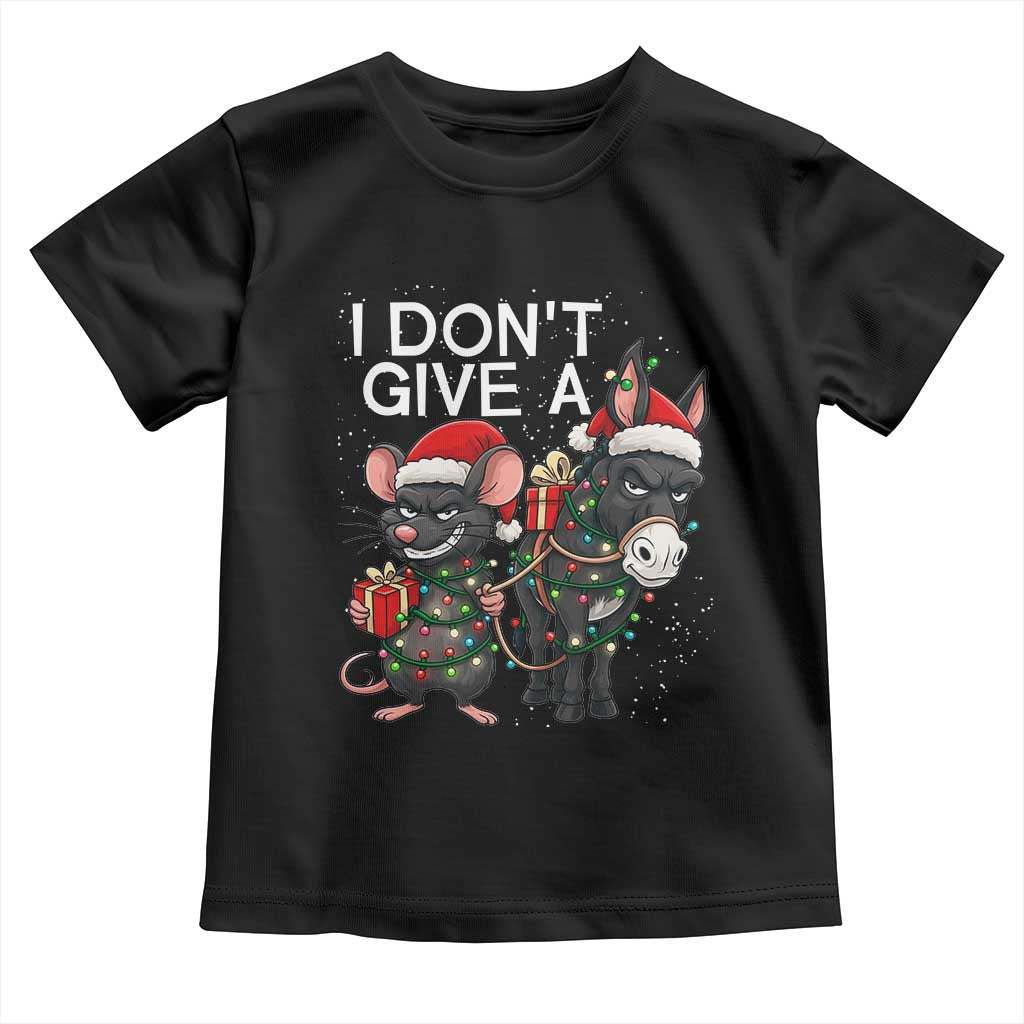 Funny Christmas I Dont Give a Rats Ass Toddler T Shirt Donkey And Mouse Xmas Holiday - Wonder Print Shop
