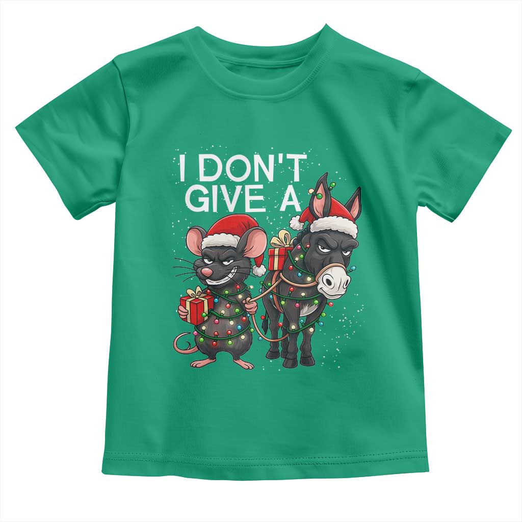 Funny Christmas I Dont Give a Rats Ass Toddler T Shirt Donkey And Mouse Xmas Holiday - Wonder Print Shop