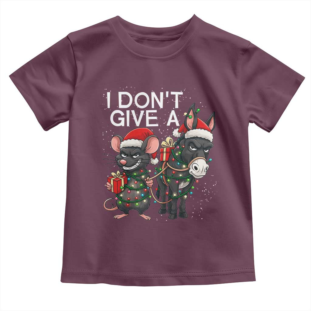 Funny Christmas I Dont Give a Rats Ass Toddler T Shirt Donkey And Mouse Xmas Holiday - Wonder Print Shop
