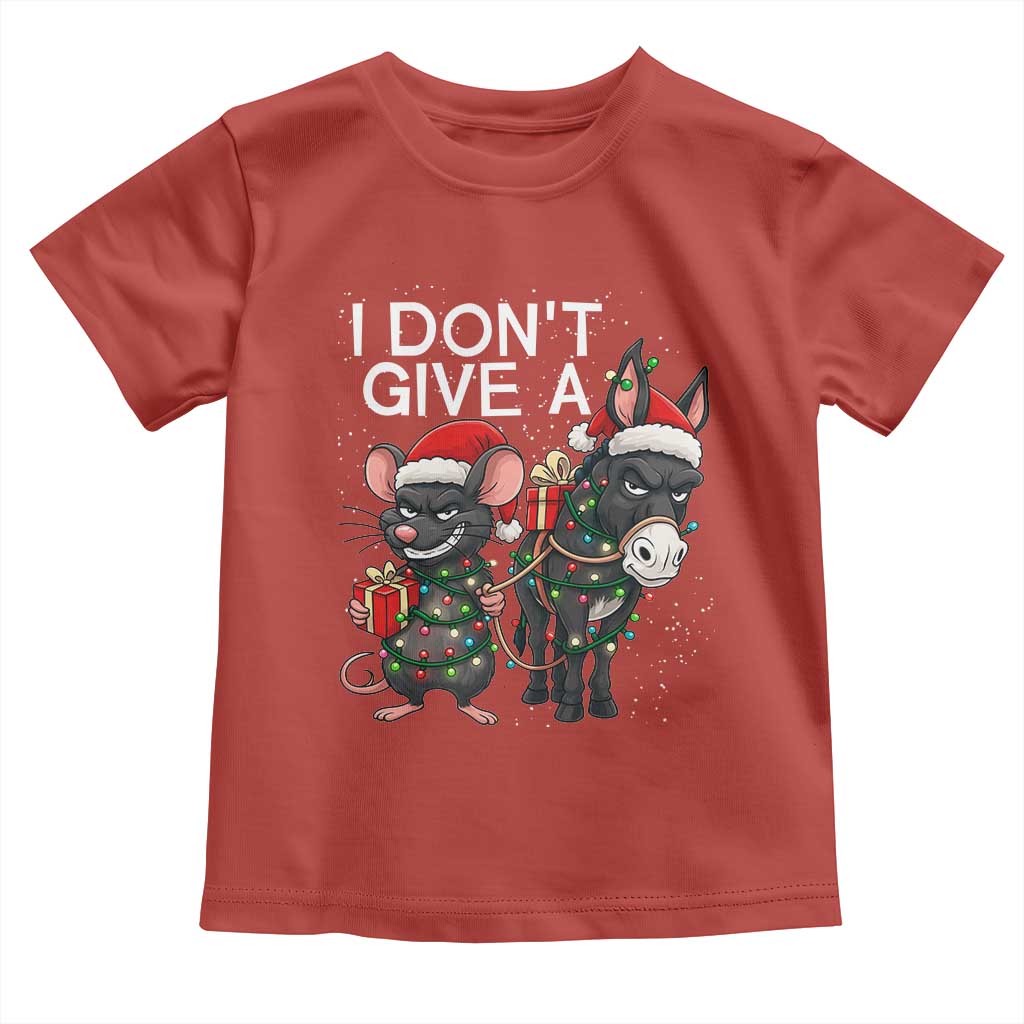 Funny Christmas I Dont Give a Rats Ass Toddler T Shirt Donkey And Mouse Xmas Holiday - Wonder Print Shop