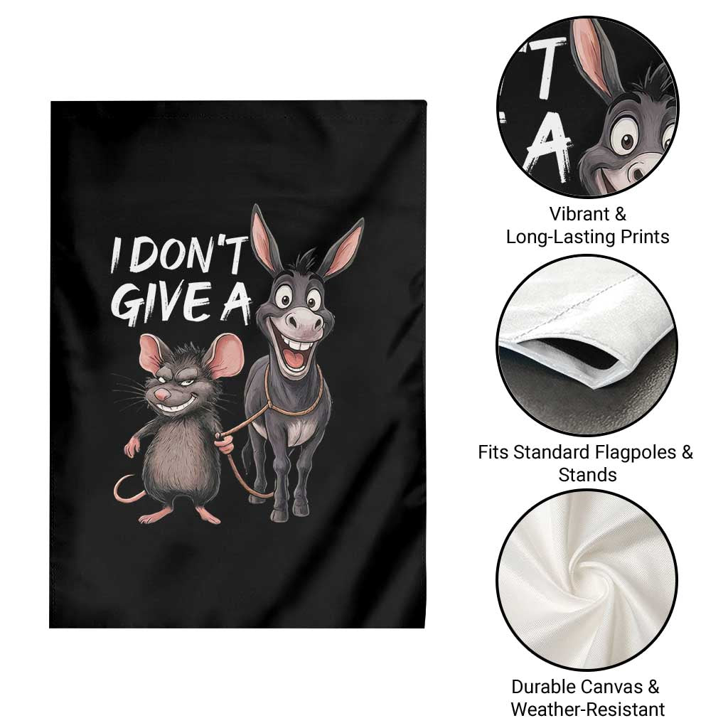 Funny I Dont Give a Rats Ass Garden Flag Donkey And Mouse Meme - Wonder Print Shop