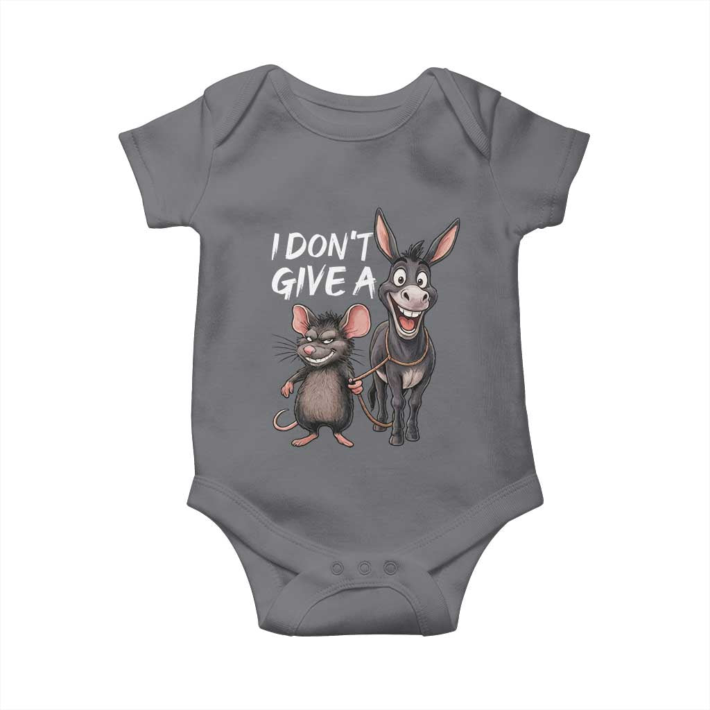 Funny I Dont Give a Rats Ass Baby Onesie Donkey And Mouse Meme - Wonder Print Shop