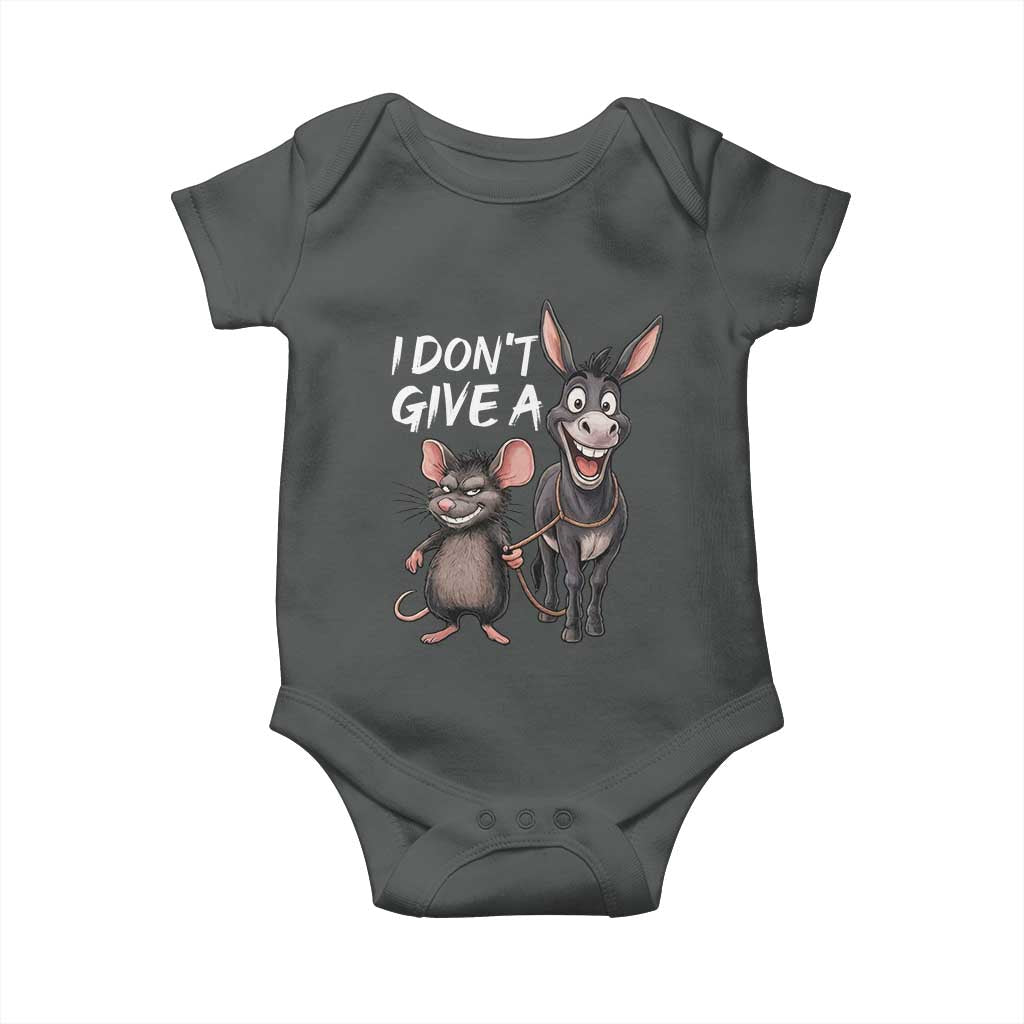 Funny I Dont Give a Rats Ass Baby Onesie Donkey And Mouse Meme - Wonder Print Shop