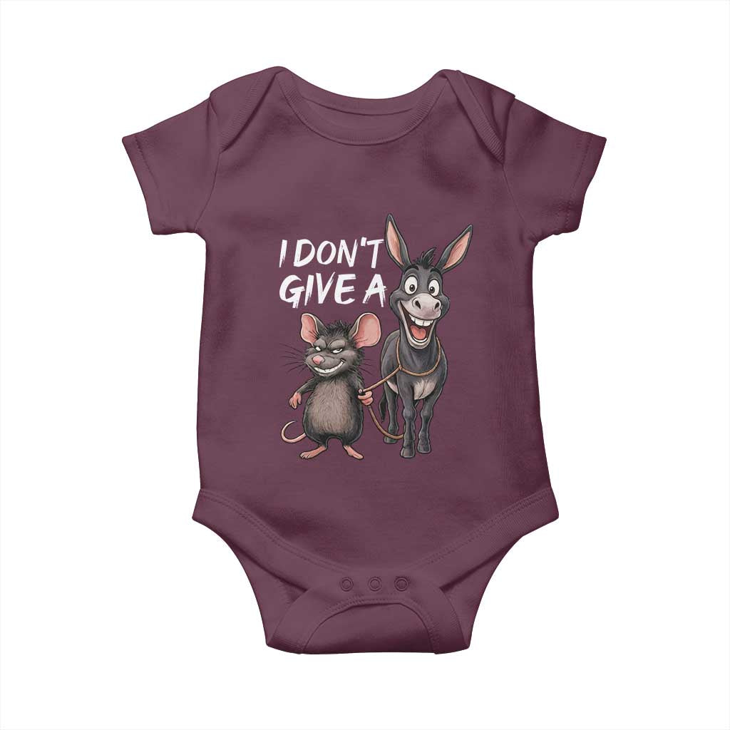 Funny I Dont Give a Rats Ass Baby Onesie Donkey And Mouse Meme - Wonder Print Shop