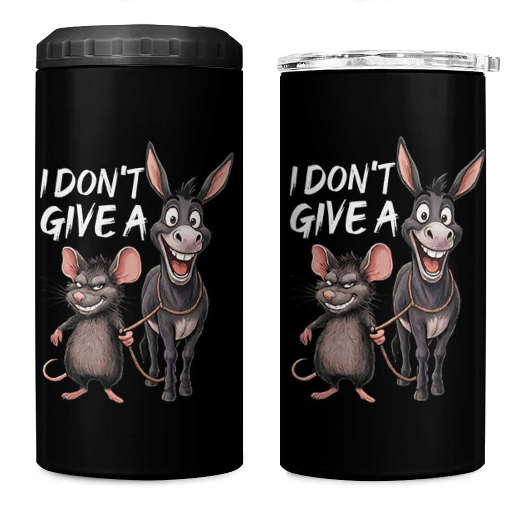 Funny I Dont Give a Rats Ass 4 in 1 Can Cooler Tumbler Donkey And Mouse Meme - Wonder Print Shop