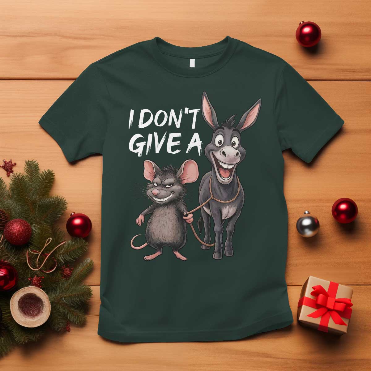 Funny I Dont Give a Rats Ass T Shirt Donkey And Mouse Meme - Wonder Print Shop