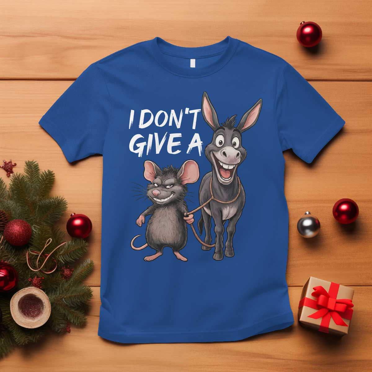 Funny I Dont Give a Rats Ass T Shirt Donkey And Mouse Meme - Wonder Print Shop