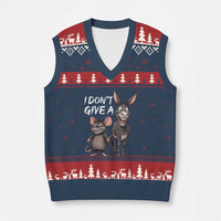 Funny I Dont Give a Rats Ass V-Neck Knit Sweater Vest Donkey And Mouse Meme - Wonder Print Shop