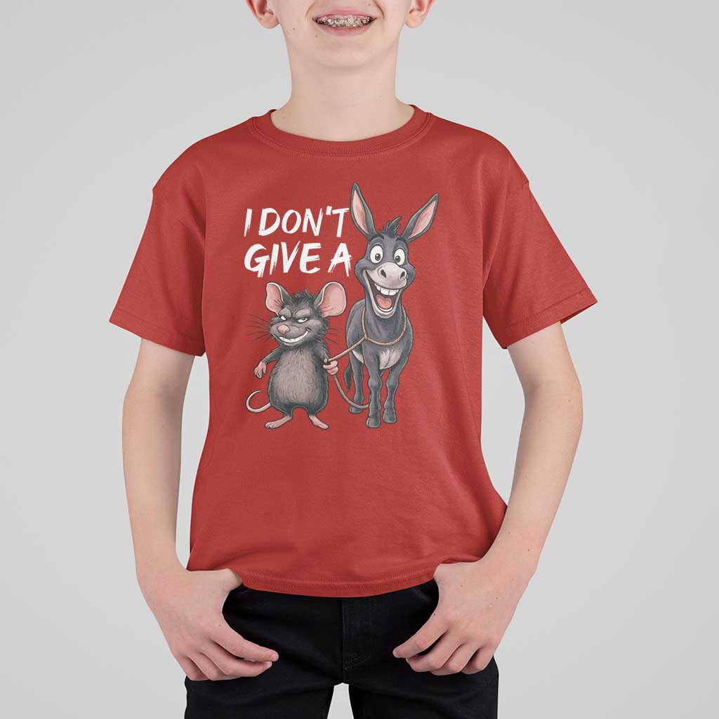 Funny I Dont Give a Rats Ass T Shirt For Kid Donkey And Mouse Meme - Wonder Print Shop