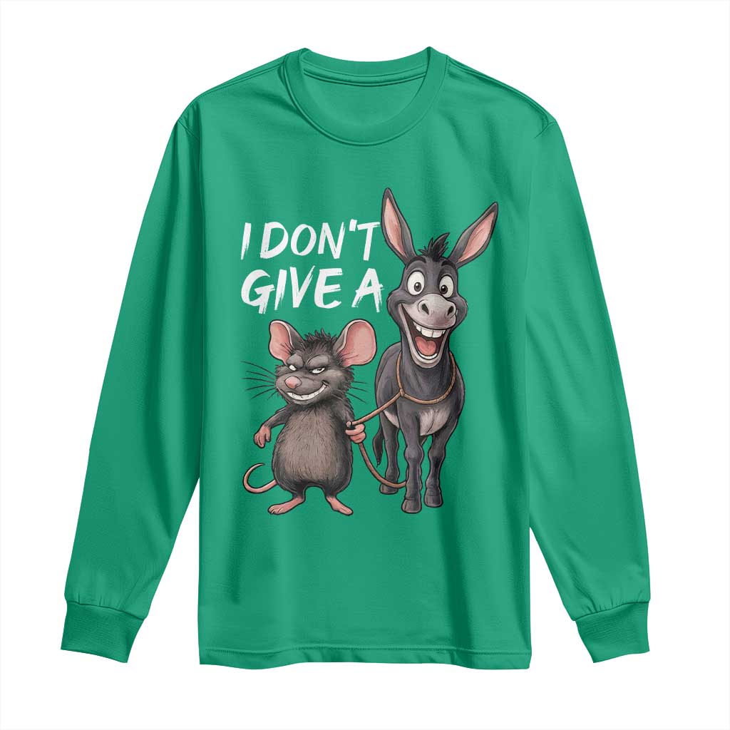 Funny I Dont Give a Rats Ass Long Sleeve Shirt Donkey And Mouse Meme - Wonder Print Shop