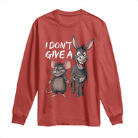 Funny I Dont Give a Rats Ass Long Sleeve Shirt Donkey And Mouse Meme - Wonder Print Shop