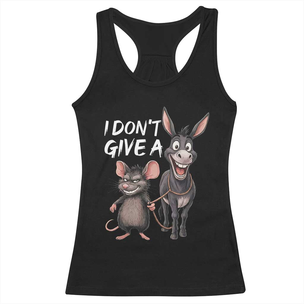 Funny I Dont Give a Rats Ass Racerback Tank Top Donkey And Mouse Meme - Wonder Print Shop