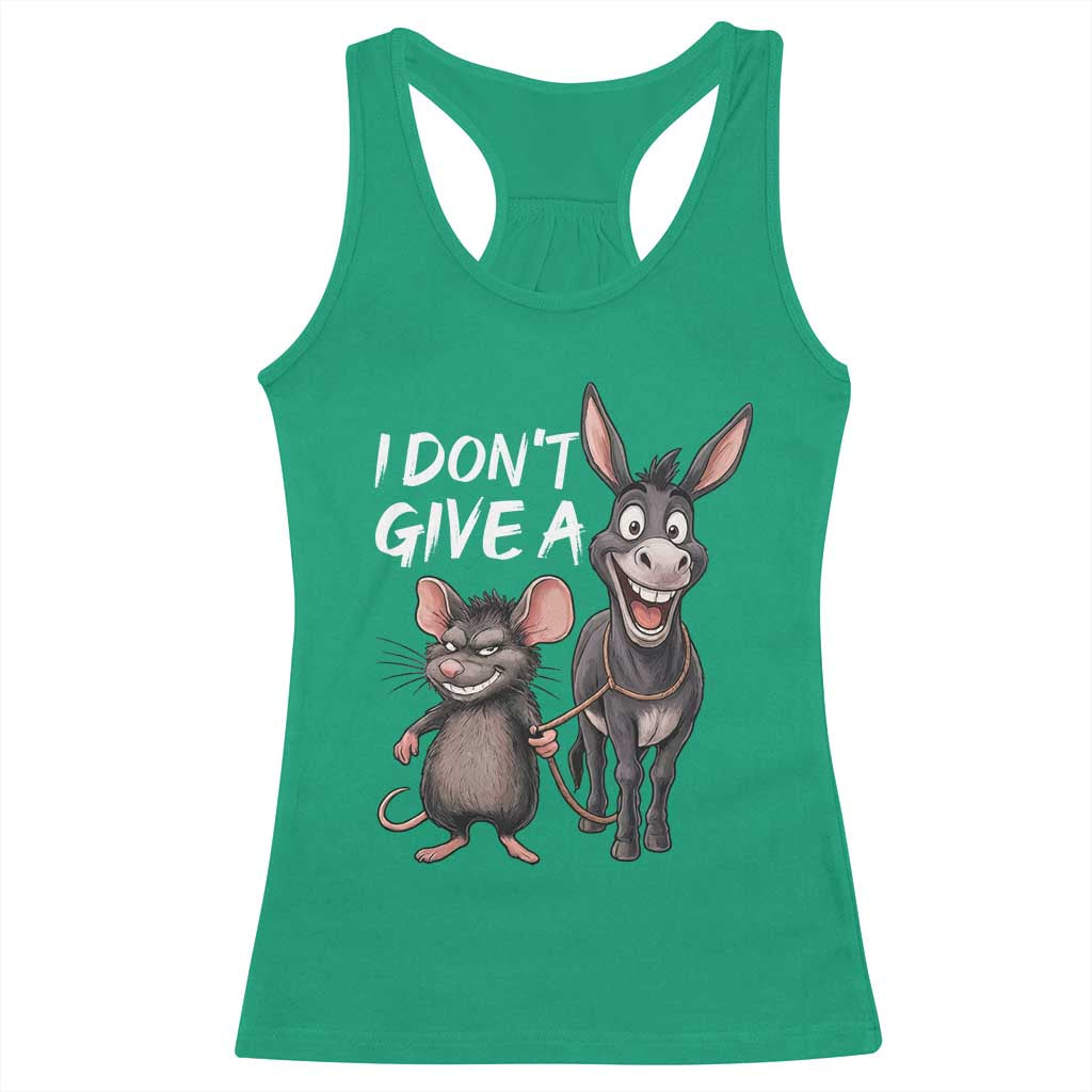 Funny I Dont Give a Rats Ass Racerback Tank Top Donkey And Mouse Meme - Wonder Print Shop