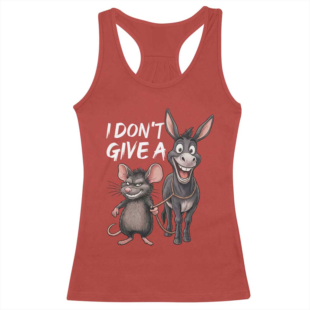 Funny I Dont Give a Rats Ass Racerback Tank Top Donkey And Mouse Meme - Wonder Print Shop