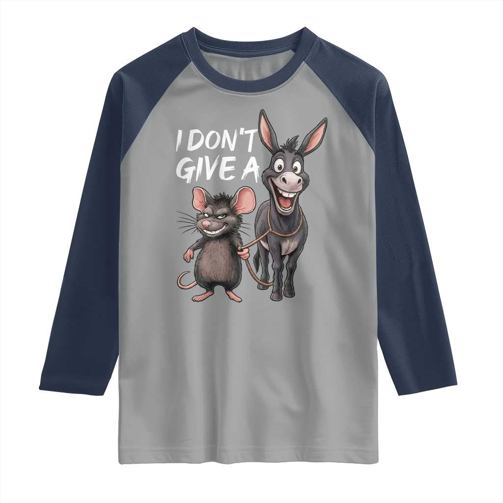 Funny I Dont Give a Rats Ass Raglan Shirt Donkey And Mouse Meme - Wonder Print Shop