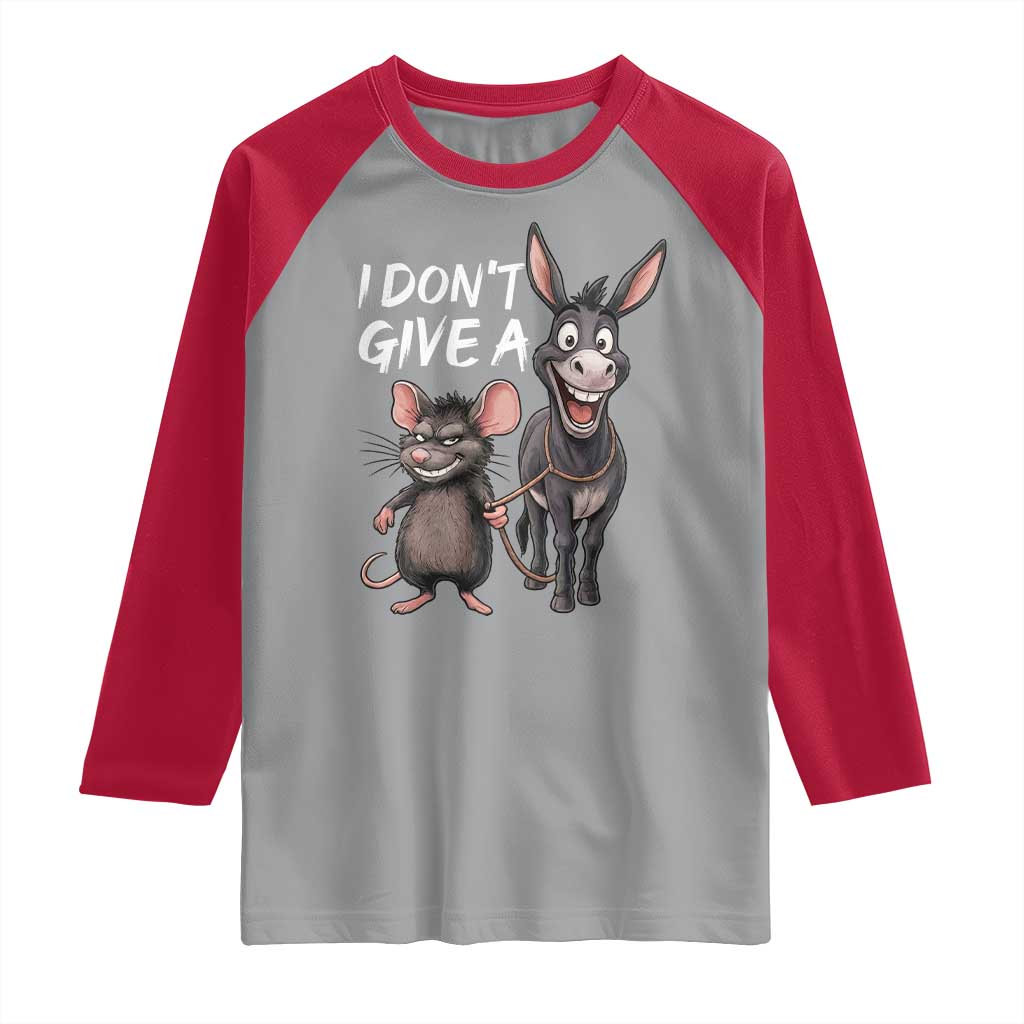 Funny I Dont Give a Rats Ass Raglan Shirt Donkey And Mouse Meme - Wonder Print Shop