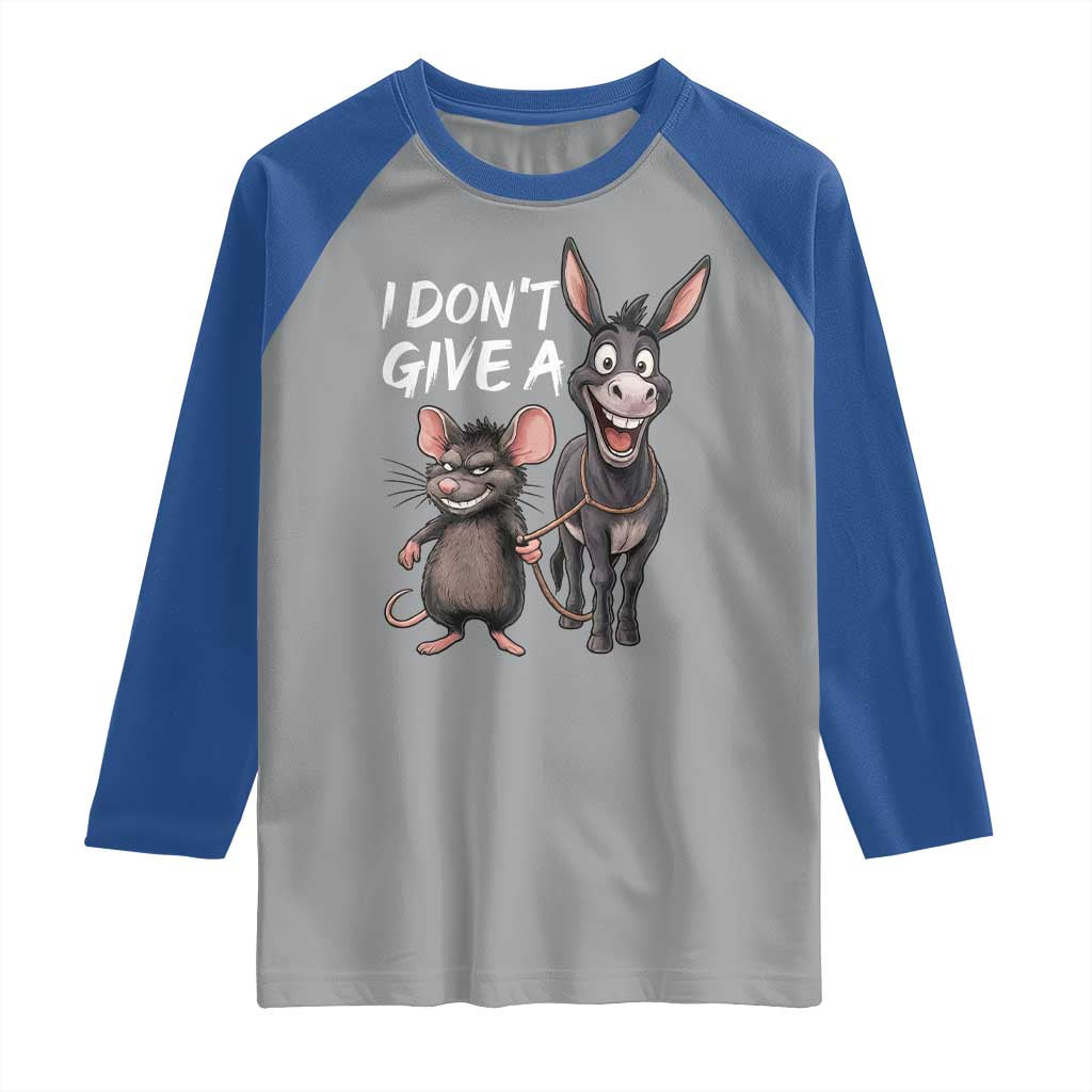 Funny I Dont Give a Rats Ass Raglan Shirt Donkey And Mouse Meme - Wonder Print Shop