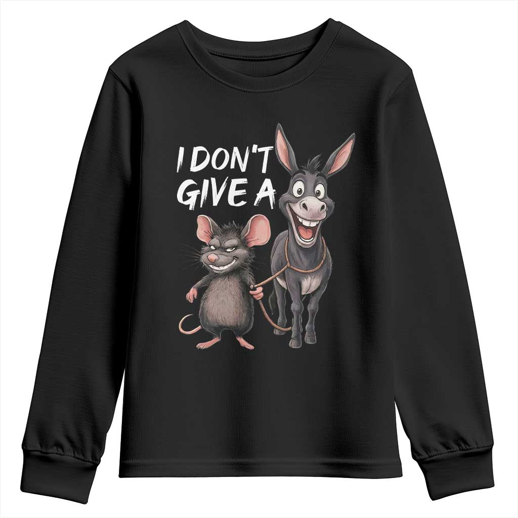 Funny I Dont Give a Rats Ass Youth Sweatshirt Donkey And Mouse Meme - Wonder Print Shop