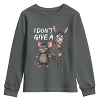 Funny I Dont Give a Rats Ass Youth Sweatshirt Donkey And Mouse Meme - Wonder Print Shop